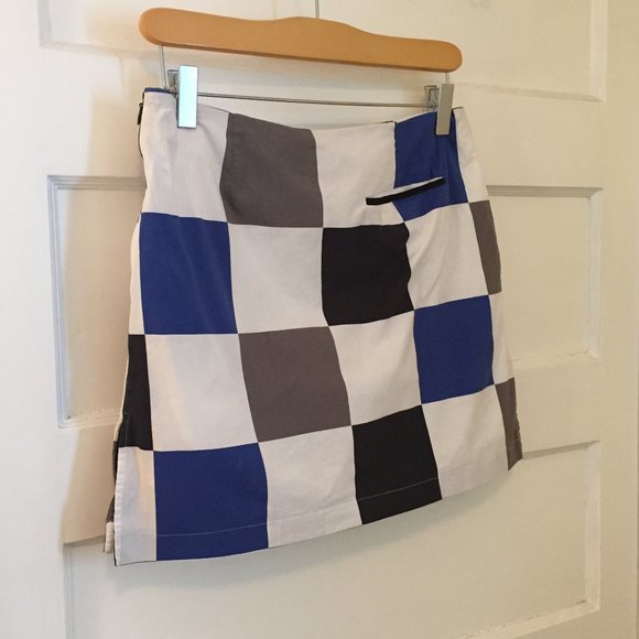 Golftini "Hollywood Squares" blue black white cotton stretch skort - size 2 - Picture 5 of 12